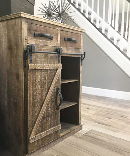 Rustic Sliding Barn Door Console Cabinet-a9